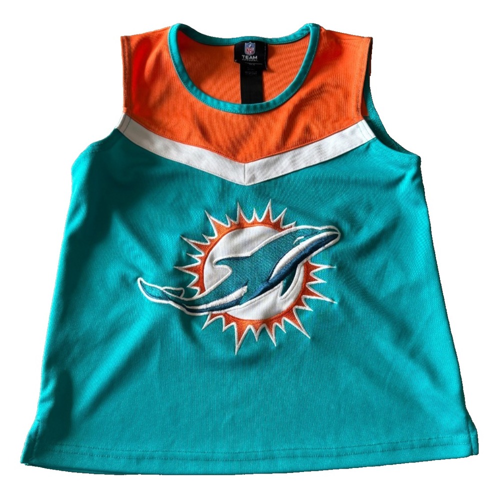 NFL Team Apparel Miami Dolphins Girls Embroidered Jersey Shirt Youth Large